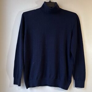 H & M Turtleneck Sweater Men's Large Navy Cotton Preppy Casual
